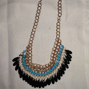 white black and blue big necklace